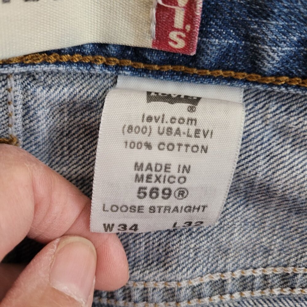 Levis Loose Straight Jeans W34/L32 Mens Denim 100% Cotton Blue - Picture 2 of 10